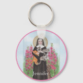 St. Gertrude Patron Saint of Cats Folk Art Sleutelhanger (Achterkant)