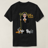 St Gertrude Patron Saint of Cats Lovers Great Nive T-shirt (Design voorkant)