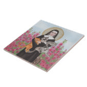 St. Gertrude Patron van de Kattenmarkt Waterverf C Tegeltje (Zijkant)