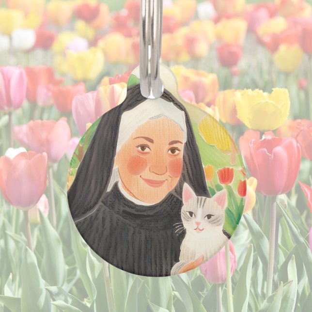 St. Gertrude Patrones van Katten Tulpen Kleurpotlo Huisdierpenning (Creator heeft geüpload)
