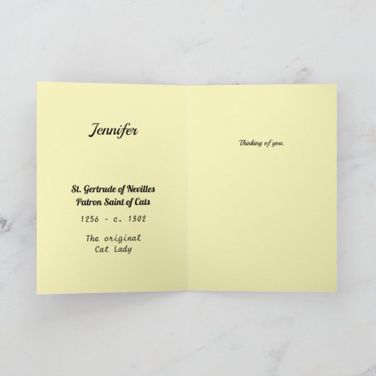 St. Gertrude Patrones van Katten Verjaardagskaart Kaart (Binnen)