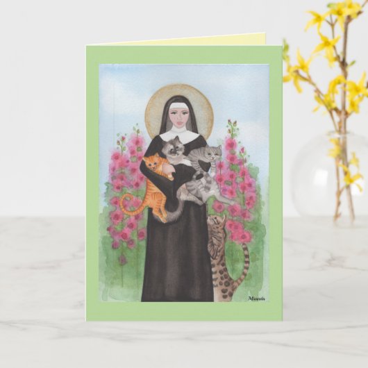 St. Gertrude Patrones van Katten Verjaardagskaart Kaart (Gele Bloem)