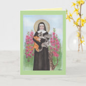 St. Gertrude Patroon van Katten Verjaardagskaart Kaart (Gele Bloem)