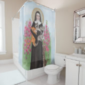 St. Gertrude The Original Crazy Cat Lady Folk Art Douchegordijn (In situ)