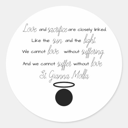 St. Gianna Molla Quote Classic Ronde Sticker (Voorkant)