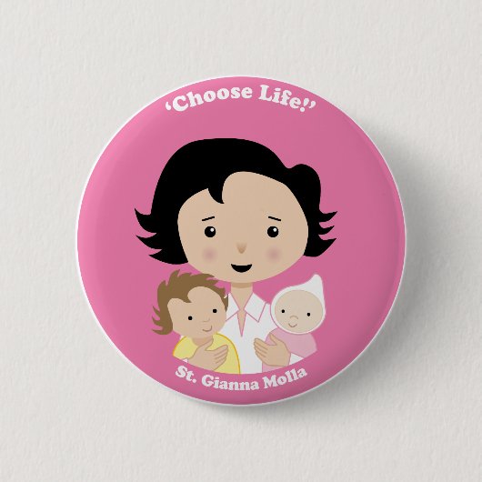 St. Gianna Molla Ronde Button 5,7 Cm (Voorkant)
