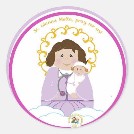 St. Gianna Molla Ronde Sticker (Voorkant)