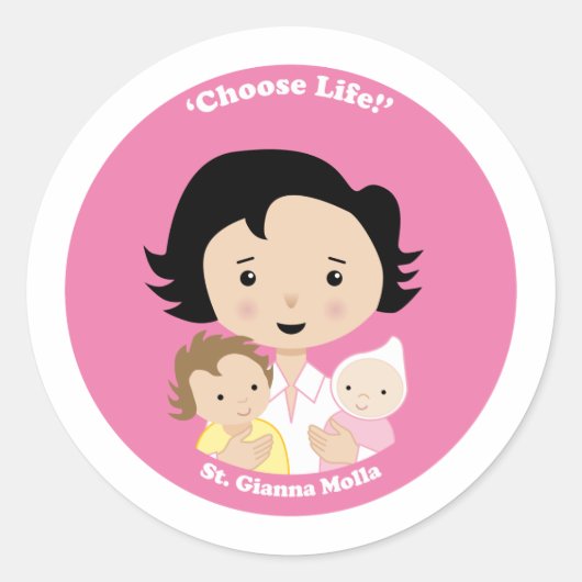St. Gianna Molla Ronde Sticker (Voorkant)