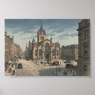 St Giles Kathedraal Japanse Houtblokprint Poster