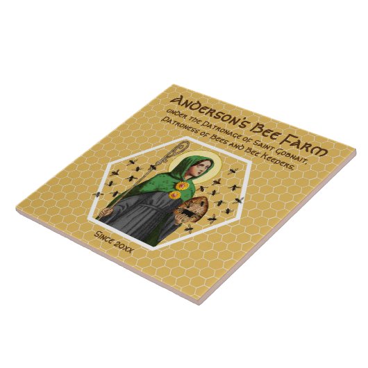 St. Gobnait of Ballyvourney (SAE 003) keramische t Tegeltje (Zijkant)