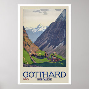 St. Gotthardpas Bergpas Zwitserland Poster