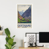 St. Gotthardpas Bergpas Zwitserland Poster (Thuiskantoor)