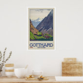 St. Gotthardpas Bergpas Zwitserland Poster (Keuken)