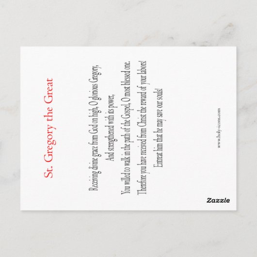 St. Gregory de Grote Prayer Card Briefkaart (Achterkant)