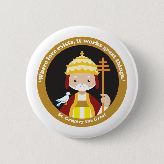 St. Gregory de Grote Ronde Button 5,7 Cm (Voorkant)