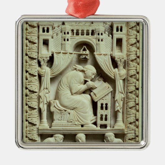 St. Gregory schrijft met onderstaande gekrabben Metalen Ornament (Voorkant)