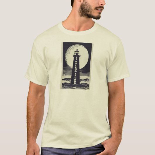 St. Helena Island Michigan Vuurtoren maan T-shirt (Voorkant)