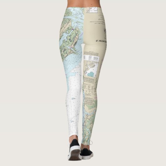 St Helena Sound to Savannah River Nautische kaart Leggings (Achterkant)