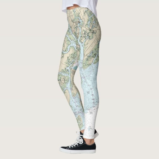 St Helena Sound to Savannah River Nautische kaart Leggings (Links)