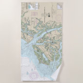 St Helena Sound to Savannah River Nautische kaart Strandlaken (Voorkant)