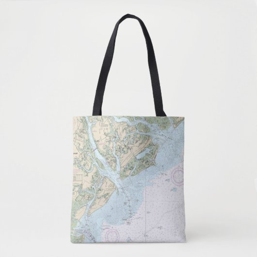 St Helena Sound to Savannah River Nautische kaart Tote Bag (Voorkant)