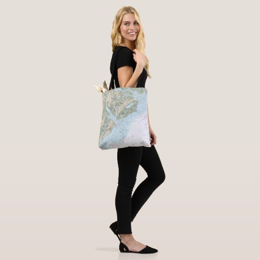 St Helena Sound to Savannah River Nautische kaart Tote Bag (Op model)