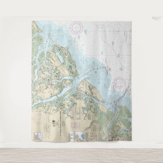 St Helena Sound to Savannah River Nautische kaart Wandkleed (Voorkant)