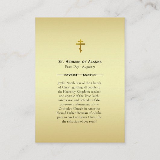 St. Herman van Alaska Gebed Kaart Plaatskaartje (Achterkant)