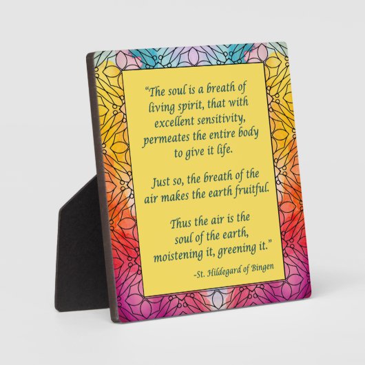 St Hildegard van Bingen Quote Plaque w/Easel Fotoplaat (Voorkant)