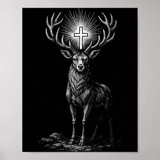 St. Hubert Hubertus Patron Saint Of Hunters Stag C Poster (Voorkant)