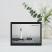 St Ignace Lighthouse in the Bay Briefkaart (Staand voorkant)