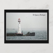 St Ignace Lighthouse in the Bay Briefkaart (Voorkant)