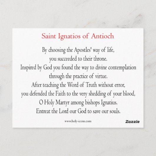 St. Ignatios of Antioch Prayer Card Briefkaart