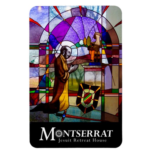 St. Ignatius Glas in lood met Montserrat Logo Magneet (Verticaal)