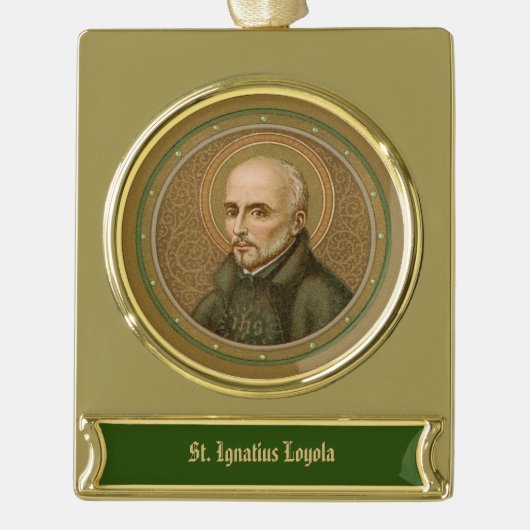 St. Ignatius Loyola (BK 050) Verguld Banner Ornament (Voorkant)