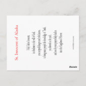 St. Innocent of Alaska Prayer Card Briefkaart (Achterkant)