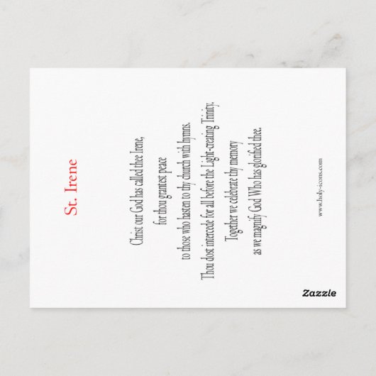 St. Irene Prayer-kaart Briefkaart (Achterkant)