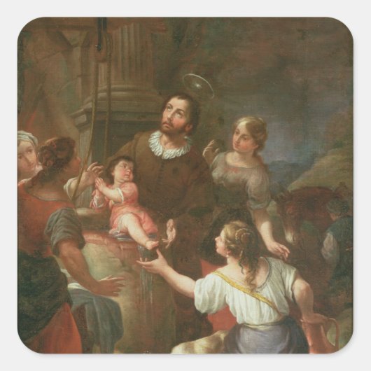 St. Isidore en het wonder bij de Well Vierkante Sticker (Voorkant)