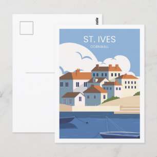 St Ives Cornwall Beroemde Reisplaats Illustratie Briefkaart