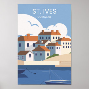 St Ives Cornwall Beroemde Reisplaats Illustratie Poster