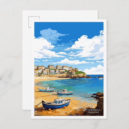 St Ives Cornwall Engeland Reizen illustratie Briefkaart (Voorkant / Achterkant)