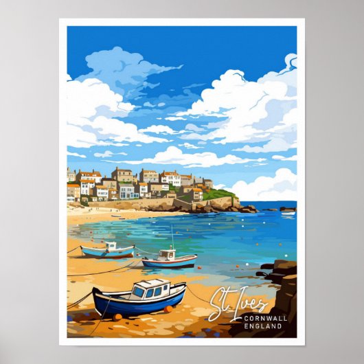 St Ives Cornwall Engeland Reizen illustratie Poster (Voorkant)