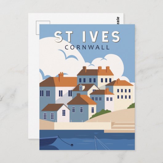 St. Ives Cornwall England Retro Travel Art  Briefkaart (Voorkant / Achterkant)