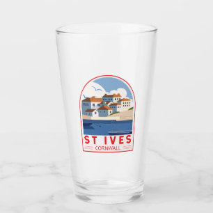 St. Ives Cornwall England Retro Travel Art  Glas