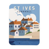 St. Ives Cornwall England Retro Travel Art  Magneet (Verticaal)