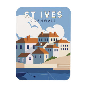 St. Ives Cornwall England Retro Travel Art  Magneet