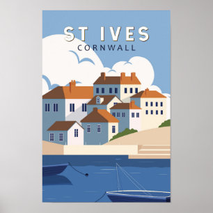 St. Ives Cornwall England Retro Travel Art Poster