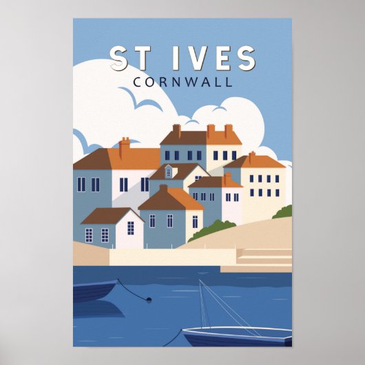 St. Ives Cornwall England Retro Travel Art  Poster (Voorkant)