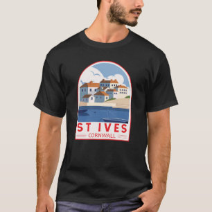 St. Ives Cornwall England Retro Travel Art  T-shirt