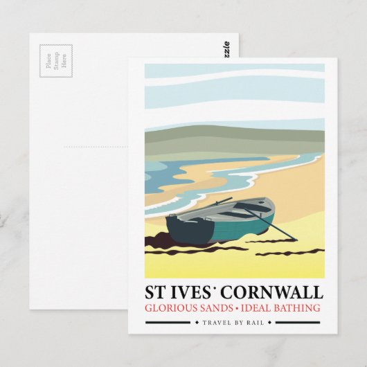 St Ives Cornwall nautische reisposter. Briefkaart (Voorkant / Achterkant)